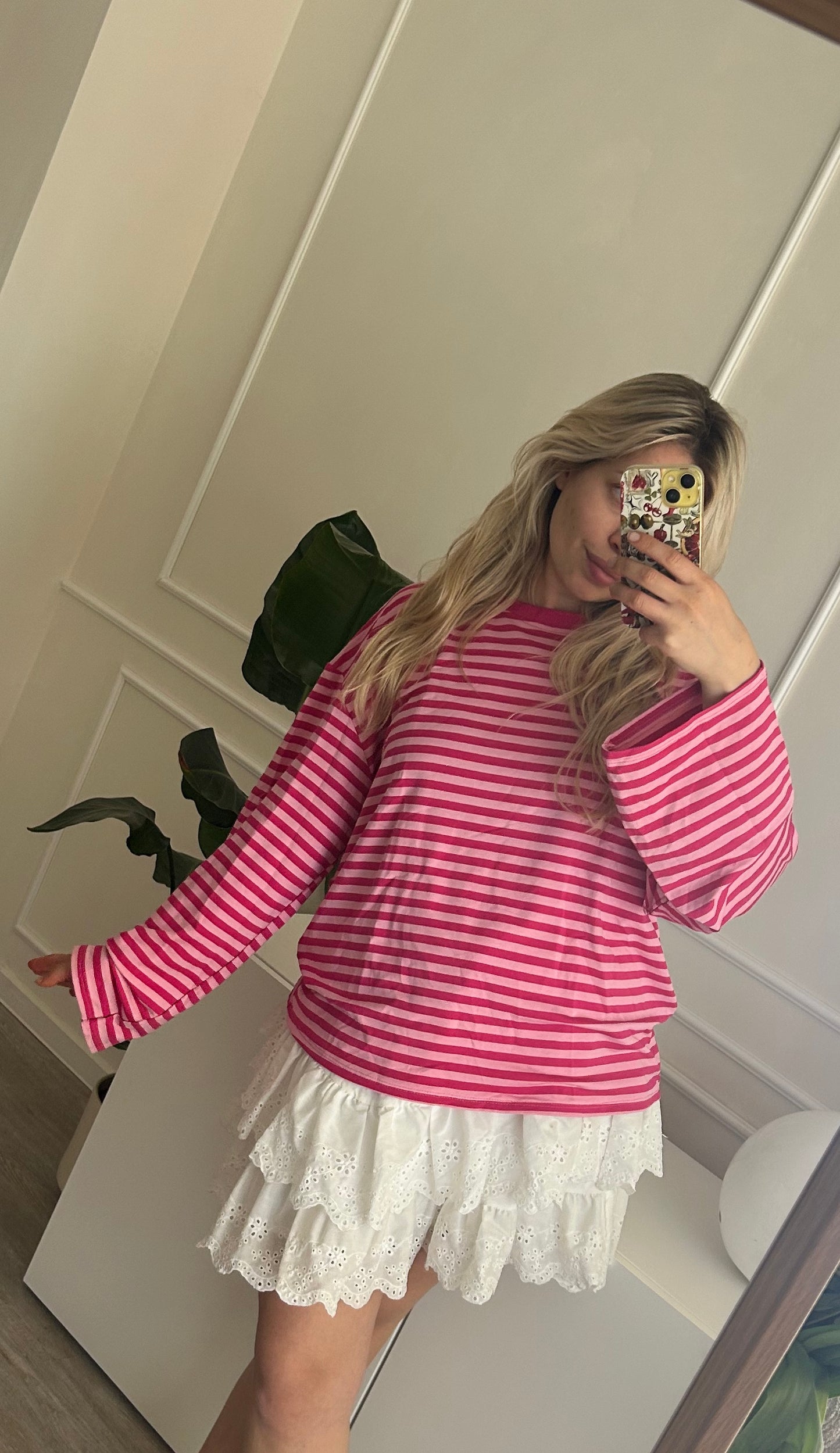 gestreifter Langarm-Pullover
